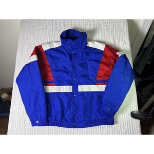 Sport CB Jacket Coat Size Large Red White Blue USA 80s Zipper Winter Ski Vintage
